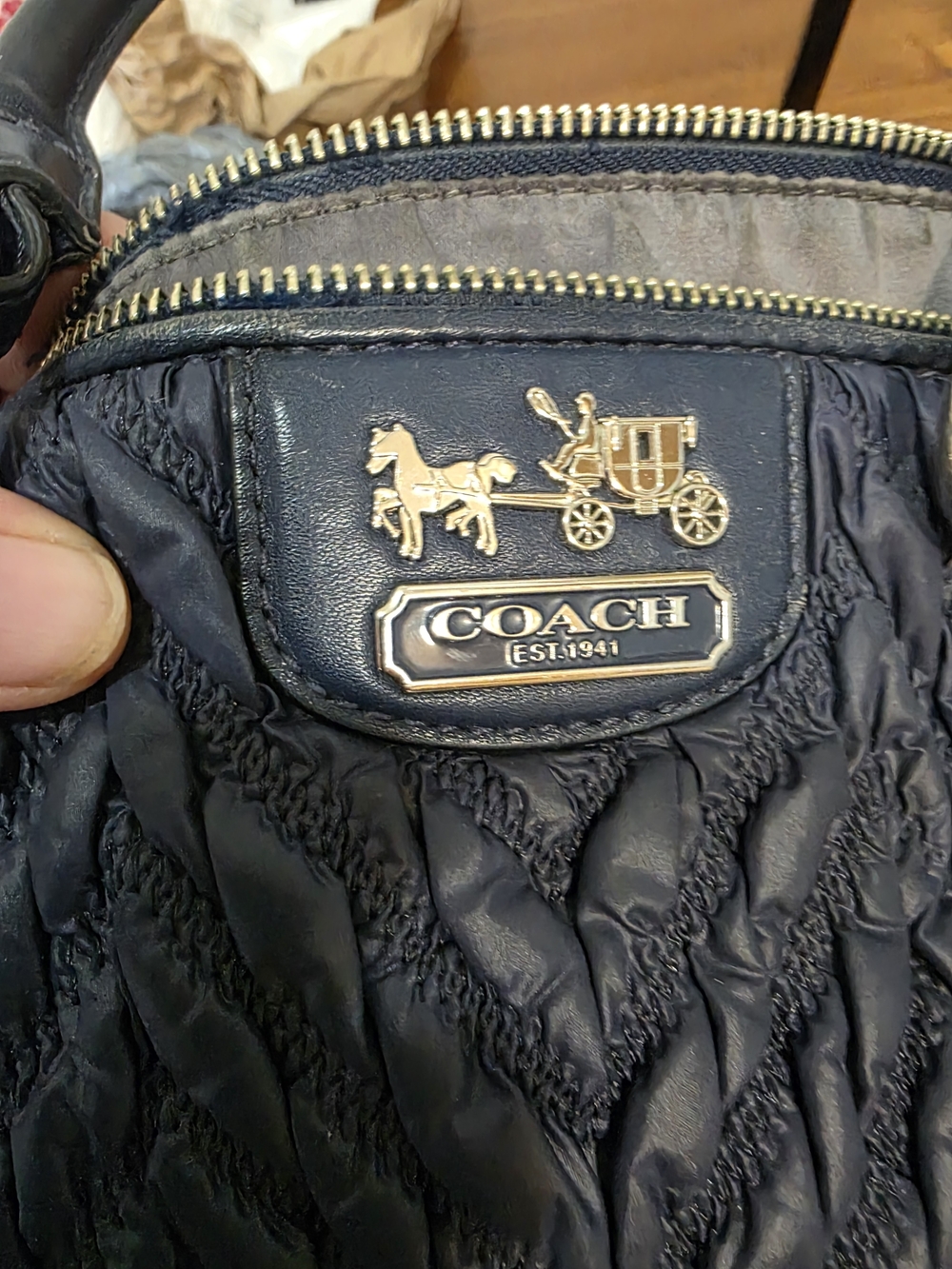 Coach 70th Anniversary  Quilted Navy Satchel with Top Handles - Picture 9 of 10